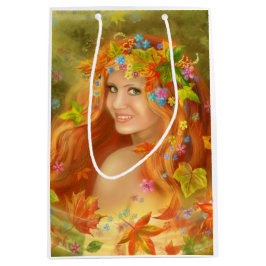 Fantasie Schöne Fee Herbst Frau. Natur. Mittlere Geschenktüte