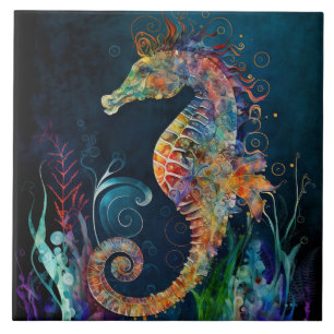 Fantasie-Seepferdchen Aquarell Fliese
