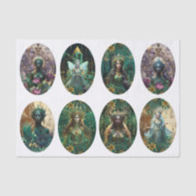 Fantasie Smaragd-Königinnen des Waldes Decoupage