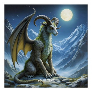 Fantasie Süß Fabelhaft Widder Drache Poster