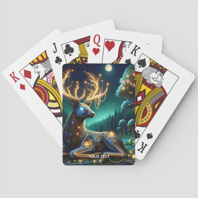 Fantasie Süßer Cyber-Hirsch Wald Spielkarten (Rückseite)