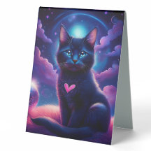Fantasie Szene schwarzes Kätzchen schöne blaue Aug