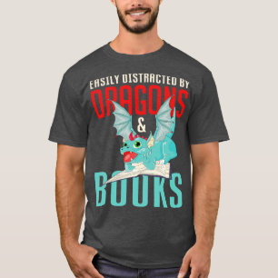 Fantasie-Tier-Bücherwurm-Bibliothekar-Lesebuch-Dra T-Shirt