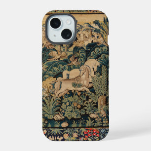 FANTASIE-TIERE,PFERDE,WALDLANDSCHAFT Blaue Grüne F iPhone 15 Hülle