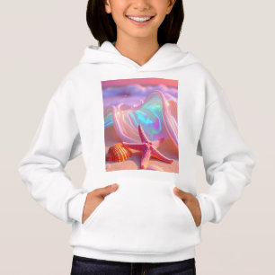 Fantasie-Traumstrand mit schöner rosa Seestern Hoodie