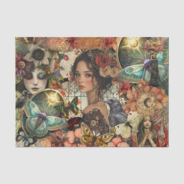 Fantasie viktorianisches Mädchen gothischer Collag Seidenpapier