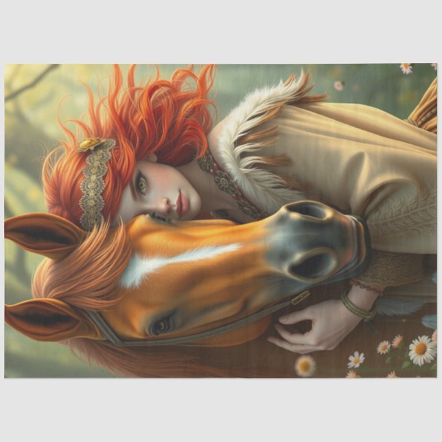 Fantasie von Pferd und Begleiter Seidenpapier (Vorderseite)