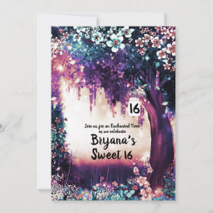 Fantasie-Wald Verzauberter Sommerwald Sweet 16 Einladung