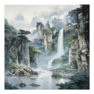 Fantasie Wasserfall Landschaft Natur Fotodruck