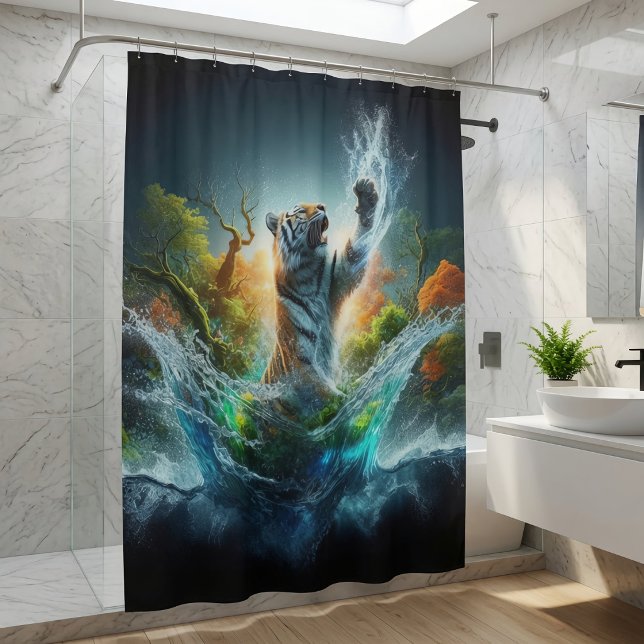 Fantasie-Wasserfarben-Tiger Duschvorhang (Von Creator hochgeladen)