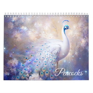 Fantasie Weiße Pfauen im abstrakten Stil Kalender