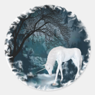 Fantasie-weißes Einhorn in der Runder Aufkleber