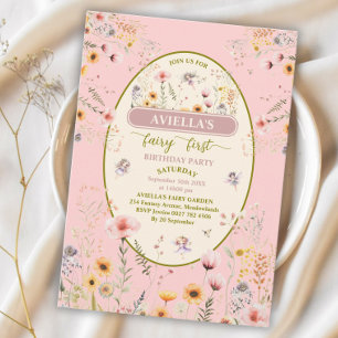 Fantasie-Wildblumenfee erste Einladung