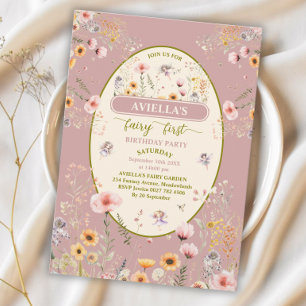 Fantasie-Wildblumenfee erste Einladung