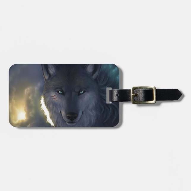 Fantasie-Wolf Gepäckanhänger (Vorderseite horizontal)