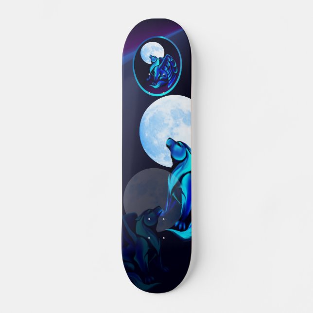 Fantasie-Wolf-Skateboard Skateboard (Vorderseite)