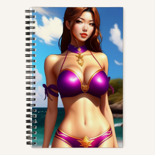 Fantasiefrau im lila Bikini-Notebook Notizbuch