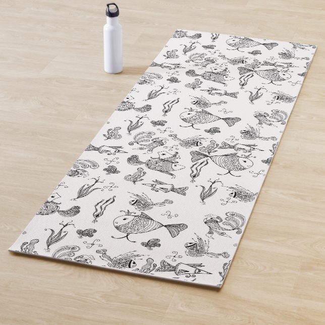 Fantasiegezeichnete Fische Creachers Pflanze Blätt Yogamatte (Beispiel)