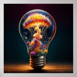 Fantasieglas Glühbirne Wasserleuchten Kreativität Poster