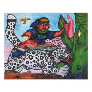 Fantasiejunge, der mit dem Drachen und Adler der K Fotodruck