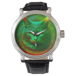 Fantasiekatze vor dem Wappen Armbanduhr