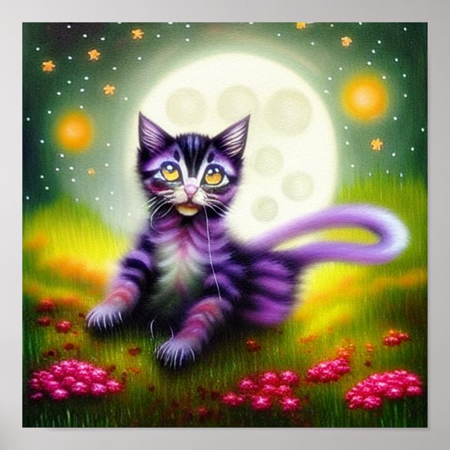 Fantasiekitten und Mond Poster (Vorne)