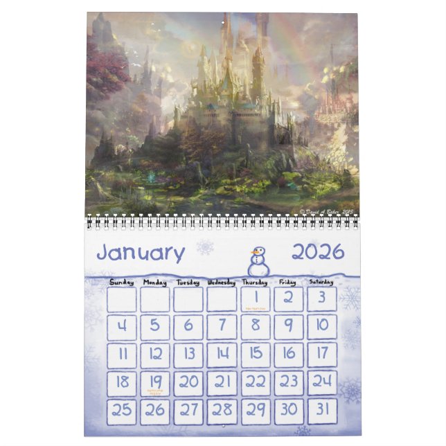 Fantasielandkalender durch Künstler David A. Baker Kalender (Jan 2026)
