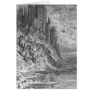 Fantasielandschaft mit Stadt und Schloss