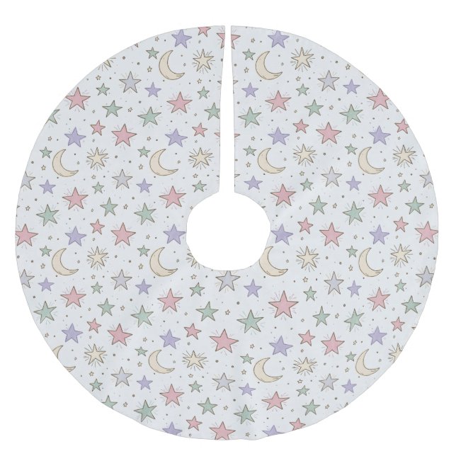 Fantasiemond-Sternenmuster Polyester Weihnachtsbaumdecke (Vorderseite)
