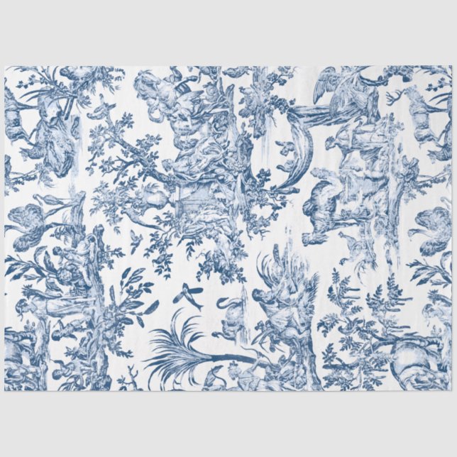 Fantasiemythische Kreaturen Vintag Toile-Blue Seidenpapier (Vorderseite)
