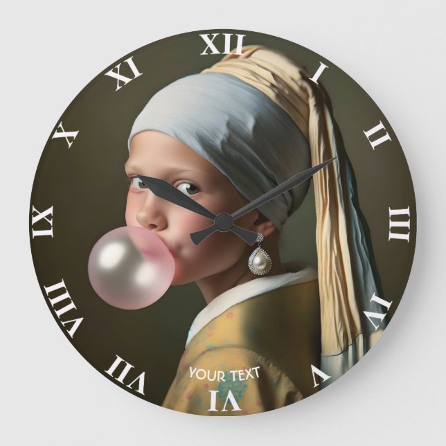 FantasieNiedliches Rosa-Bläschen Große Wanduhr (Vorderseite)