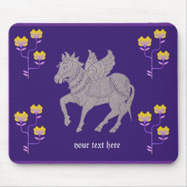 Fantasiepferd und Blume Mousepad valentinisches Ge