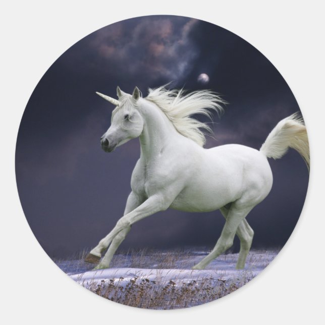 Fantasiepferde: Einhorn Runder Aufkleber (Vorderseite)