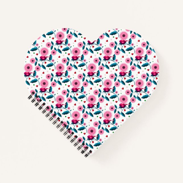 Fantasiereiche rosa Vogel-Blumen-Botanik-Design-Wu Notizbuch (Vorderseite)