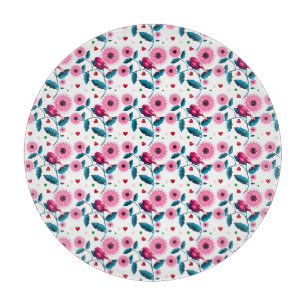 Fantasiereiche rosa Vogel-Blumen-Botanik-Design-Wu Schneidebrett