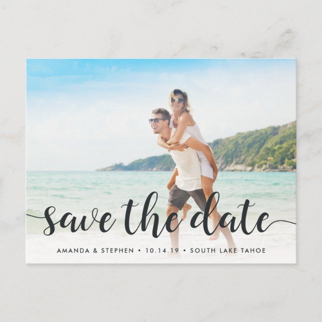 Fantasieschrift | FOTO SAVE THE DATE Ankündigungspostkarte (Vorderseite)