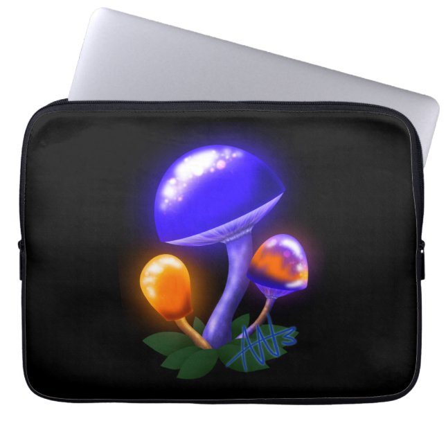 Fantasievoll weiß tapperling Orange & Blue Pilz Laptopschutzhülle (Vorderseite)