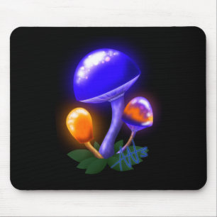 Fantasievoll weiß tapperling Orange & Blue Pilz Mousepad