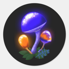 Fantasievoll weiß tapperling Orange & Blue Pilz Runder Aufkleber