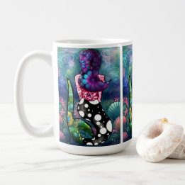 Fantasievolle abstrakte Meerjungfrau nautische Tür Kaffeetasse