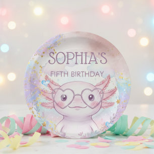 Fantasievolle Axolotl-Kinder-Geburtstag Pappteller