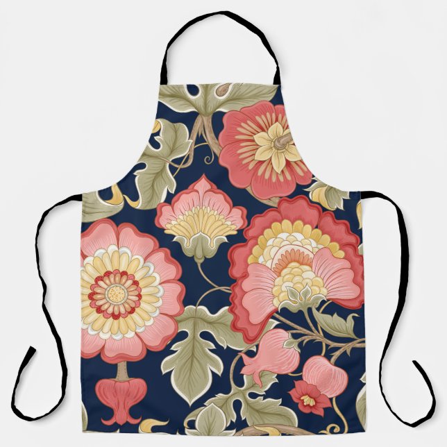 Fantasievolle Blume in Retro, Vintag, jakobinische Schürze (Vorderseite)