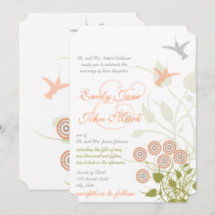 Fantasievolle Blumen- & Kolibri-Hochzeitseinladung Einladung