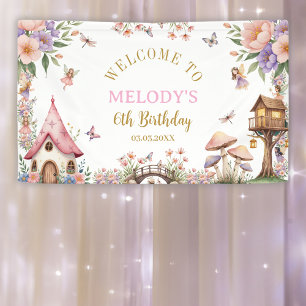 Fantasievolle Blumenfee 6. Geburtstagsbanner Banner
