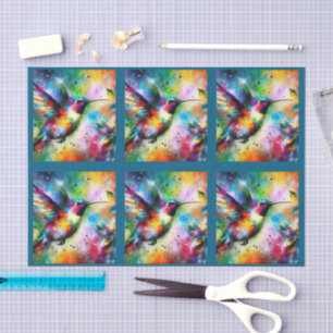 Fantasievolle Bunte Kolibri-Dekoupage Seidenpapier
