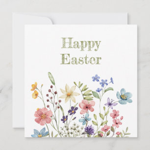 Fantasievolle Bunte Wildblumenblüte Frohe Ostern Feiertagskarte