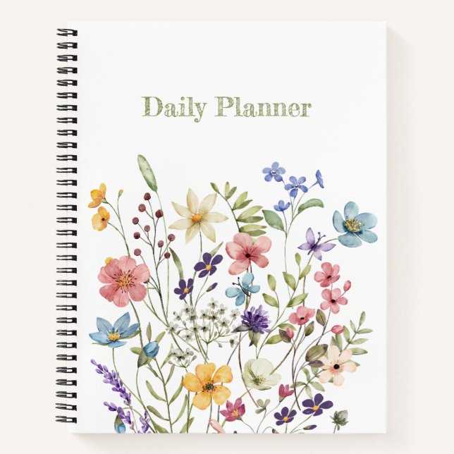 Fantasievolle Bunte Wildblumenblüte Frühling Notizbuch (Vorderseite)