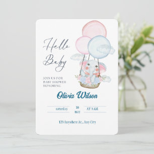 Fantasievolle Elefanten-Baby Shower Karte – Unisex