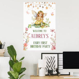 Fantasievolle Fee zum ersten Geburtstag Poster