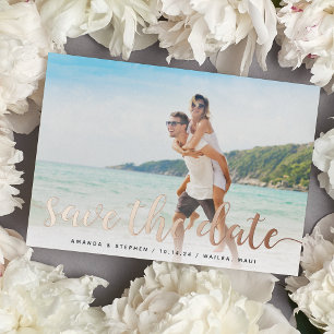Fantasievolle Folien-Schrift Save-the-Date-Hochzei Folieneinladung